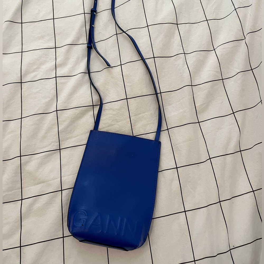 Ganni mini Crossbody bag blue leather